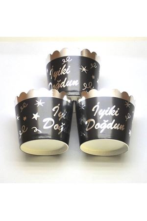 Metalize Gümüş İyi ki Doğdun Cupcake Kabı