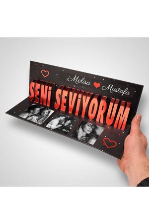 Seni Seviyorum 3D Masa Üstü Banner Set