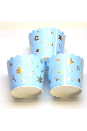 Gold Yıldızlı Mavi Cupcake Kabı