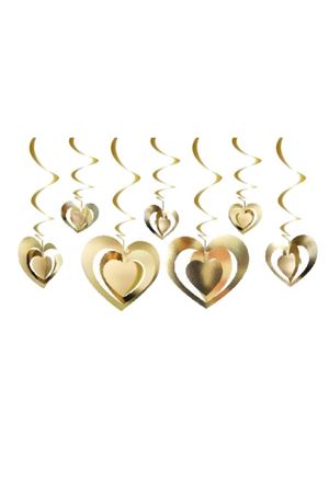 3D Kalp Asmalı Tavan Süsü Gold