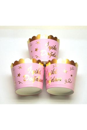 Metalize Pembe Gold İyi ki Doğdun Cupcake Kabı