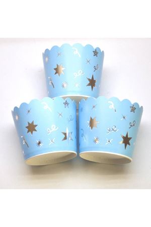 Gümüş Yıldızlı Mavi Cupcake Kabı