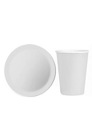 Karton Tabak Bardak Set Beyaz 8 Adet