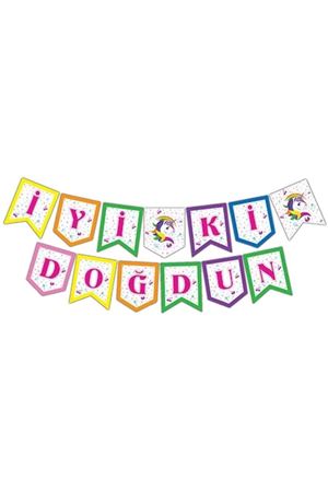 Renkli Unicorn İyi ki Doğdun Banner