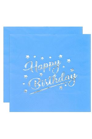 Happy Birthday Yaldızlı Peçete Mavi 16 Adet