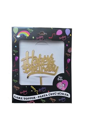 Dekoratif Happy Birthday Pleksi Gold