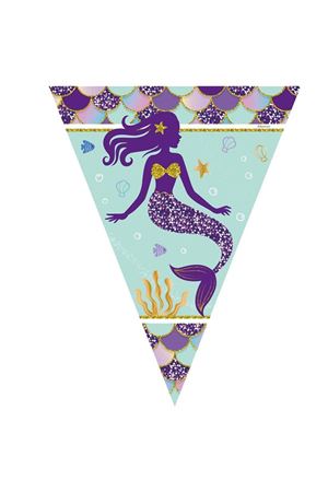 Pırıltılı Deniz Kızı Üçgen Flama Set