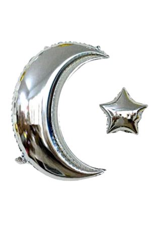 Ay Yıldız Folyo Balon Gümüş