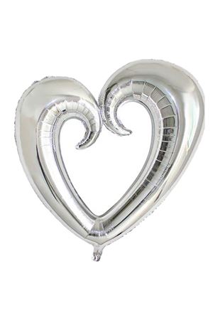 Boş Kalp Folyo Balon Gümüş 100 cm