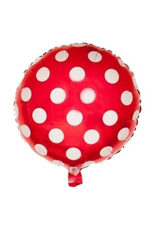 Beyaz Puantiyeli Kırmızı Folyo Balon