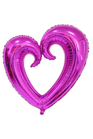 Boş Kalp Folyo Balon Fuşya 100 cm