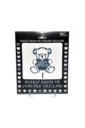 Ayıcık Happy Birthday Pleksi Gümüş