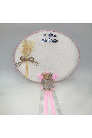 Bebek Kapı Süsü Başaklı Oval Pembe