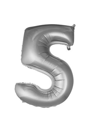 5 Rakam Folyo Balon Gümüş 76 cm