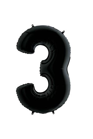 3 Rakam Folyo Balon Siyah 76 cm