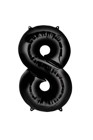 8 Rakam Folyo Balon Siyah 76 cm