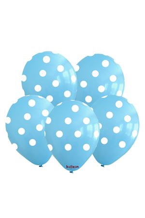 Puantiye Mavi Beyaz Baskılı Balon Kalisan 12" 25'li
