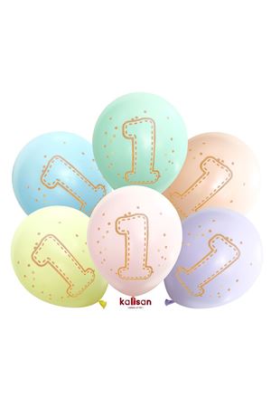 Makaron 1 Yaş Baskılı Balon Kalisan 12" 25'li