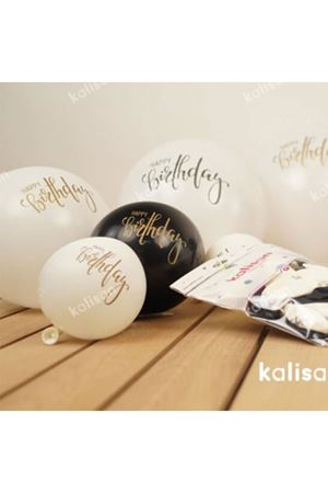 H.Birthday Gold Baskılı Balon Kalisan 12" 25'li
