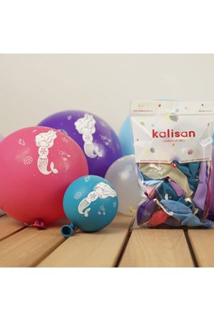 Deniz Kızı Beyaz Mor Baskılı Balon Kalisan 12" 25'li
