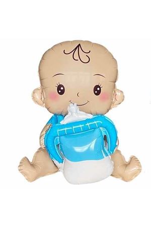 Biberonlu Bebek Folyo Balon Mavi