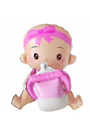 Biberonlu Bebek Folyo Balon Pembe