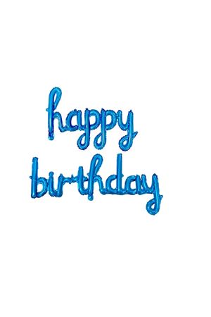 Happy Birthday El Yazılı Folyo Balon Mavi