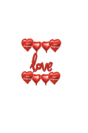 Love 8kalpli Set Folyo Balon Kırmızı