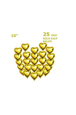 Kalp 25'li Set Folyo Balon Gold 10"