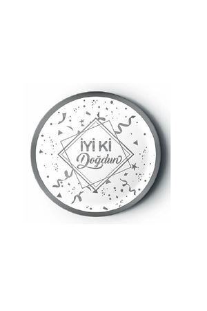 İyi ki Doğdun Yaldızlı Gümüş Beyaz Karton Tabak 8 Adet