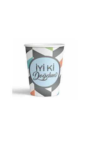 İyi ki Doğdun Yaldızlı Karnaval Gümüş Karton Bardak 8 Adet