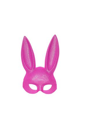 Tavşan Maske-23524 Simli Pembe