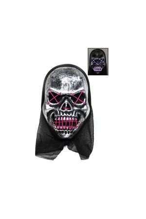 Işıklı Maske-22339 Astarlı Kurukafa Mor Işıklı