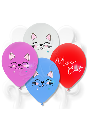 Miss Cat Baskılı Balon 100'lü