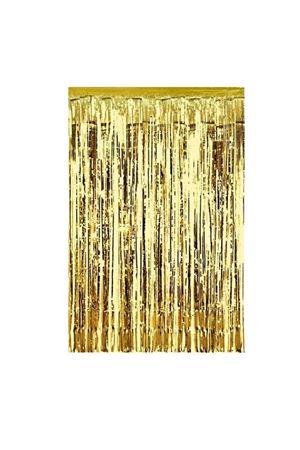 Metalize Arka Fon Perde Gold