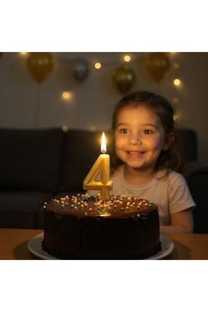 Rakam Mum 4 Yaş Işıltılı Altın