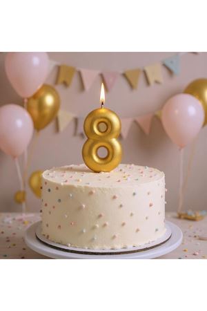 Rakam Mum 8 Yaş Işıltılı Altın