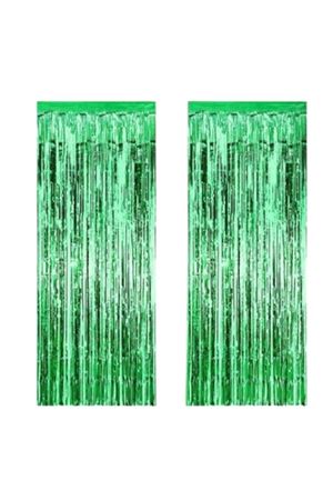 Metalize Arka Fon Perde Yeşil
