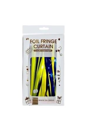 Metalize Arka Fon Perde Sarı Lacivert