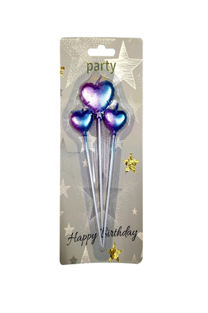 Pasta Mumu Çubuklu Kalp 3'lü Gökkuşağı