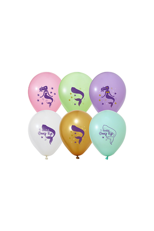 Pırıltılı Deniz Kızı Baskılı Balon 50'li