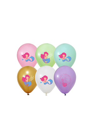 Pırıltılı Deniz Kızı Ella Baskılı Balon 50'li