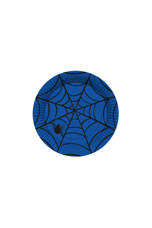 Örümcek Ağı Baskılı Karton Tabak Mavi
