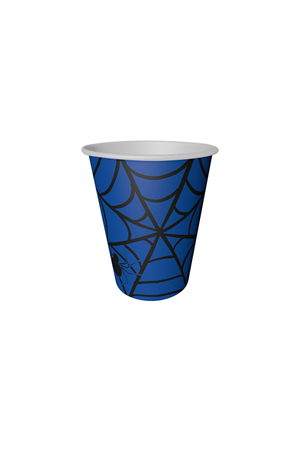 Örümcek Ağı Baskılı Karton Bardak Mavi