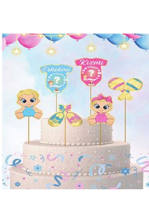 Pasta Süsü Kürdan Cinsiyet 6'lı