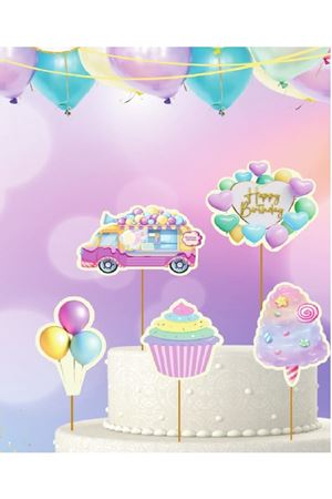 Pasta Süsü Kürdan Happy Birthday Dondurma 6'lı