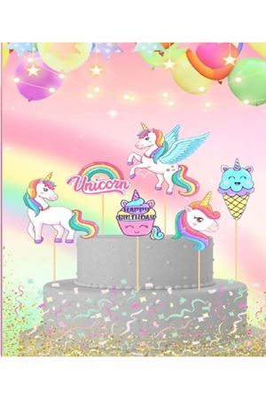 Pasta Süsü Kürdan Unicorn 6'lı