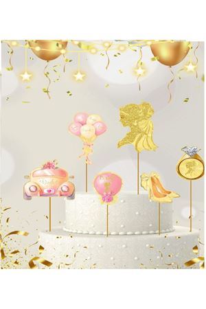 Pasta Süsü Kürdan Bride Gold 6'lı