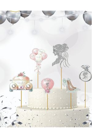 Pasta Süsü Kürdan Bride Gümüş 6'lı