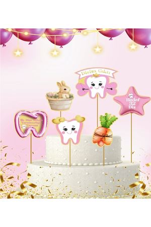 Pasta Süsü Kürdan Diş Pembe 6'lı